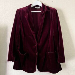 Vintage Miss Accent ILGWU Union Made Womens Two-Button Velvet Blazer Maroon USA